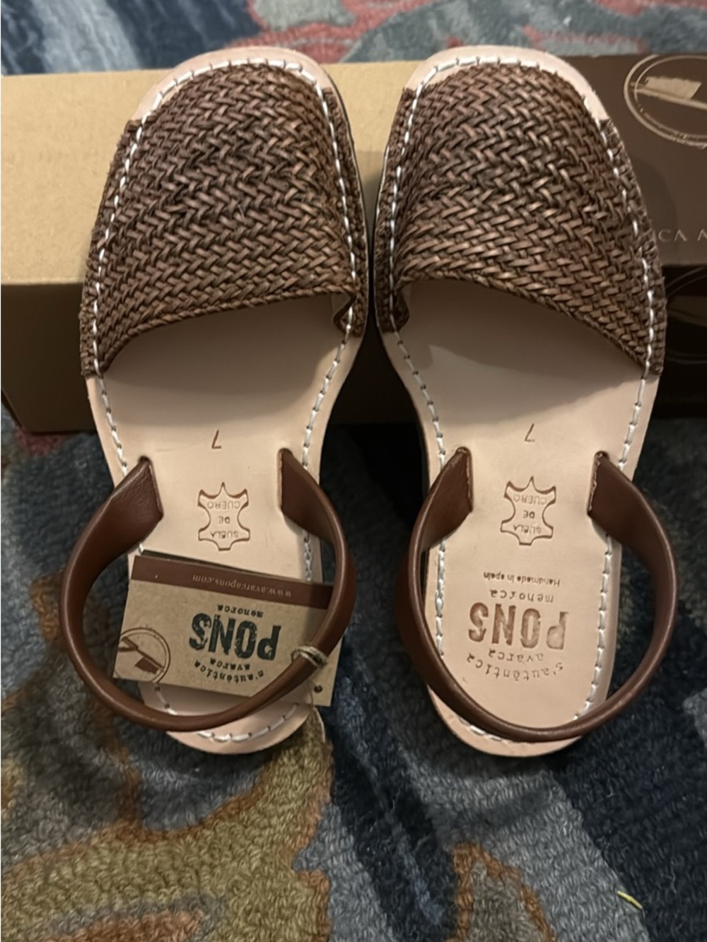 PONS Brown Woven Leather Women’s Slingback Clogs